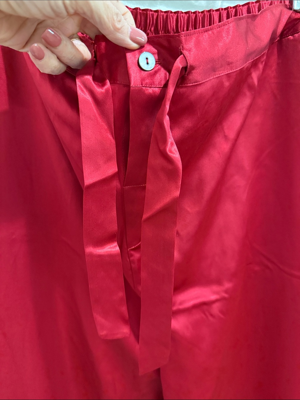 Vintage Nordstrom Silk Red Drawstring Lounge Pants - Picture 2 of 5